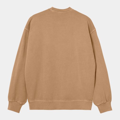Carhartt WIP Nelson Sweat Dust H Brown Garment Dyed Back
