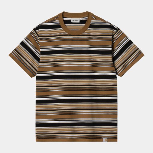 Carhartt WIP Lafferty T-Shirt Lafferty Stripe Hamilton Brown