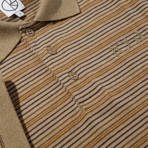 Polar Skate Co. Stripe Polo T-Shirt Camel