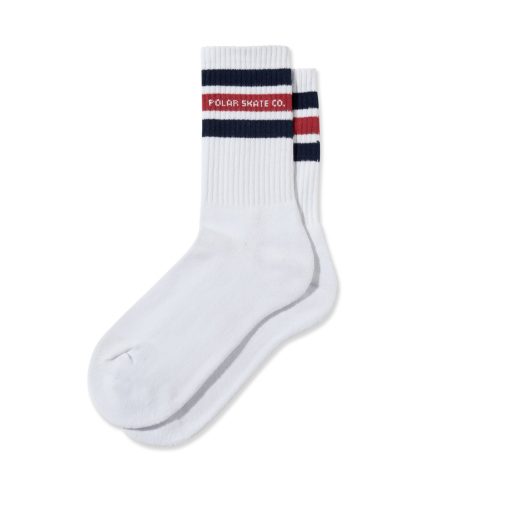 Polar Skate Co. Fat Stripe Socks White Navy Red