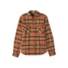 Brixton Bowery Heavy Weight Flannel Desert Palm Antelope Burnt Red