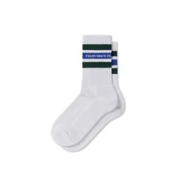 Polar Skate Co. Fat Stripe Socks White Green Blue