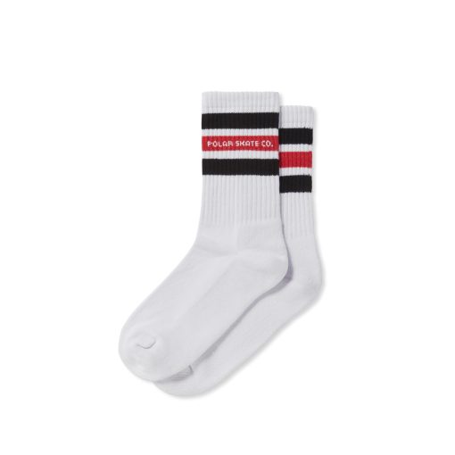 Polar Skate Co. Fat Stripe Socks White Navy Red