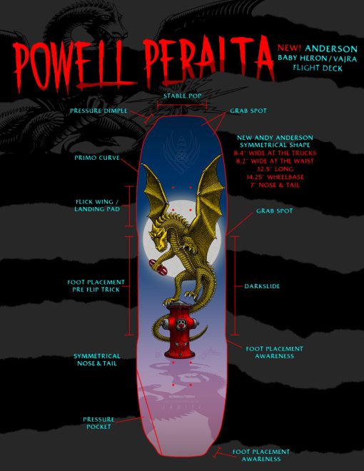 Powell Peralta Skateboard Deck "Pro Andy Anderson Baby Heron (Vajra) FLIGHT®" 8.4"