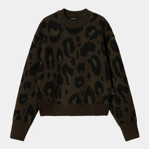 Carhartt WIP W´ Merton Sweater Camo Leo Jacquard Tamarind