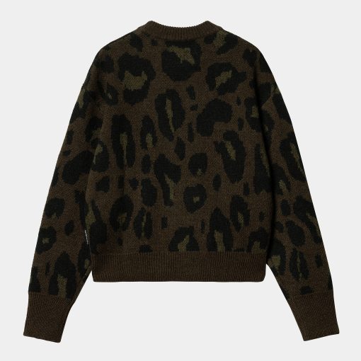 Carhartt WIP W´ Merton Sweater Camo Leo Jacquard Tamarind