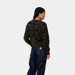 Carhartt WIP W´ Merton Sweater Camo Leo Jacquard Tamarind Back